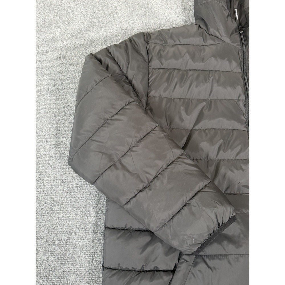 NWT New Balance Tech Puffer Hooded Jacket Mens Medium Black Comfort Fit Full Zip - Picture 3 of 14